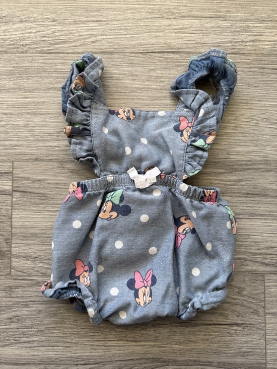 Disney Other - Baby Girls Polka Dot Minnie Romper - Blue/Gray with Pink Accents 9M